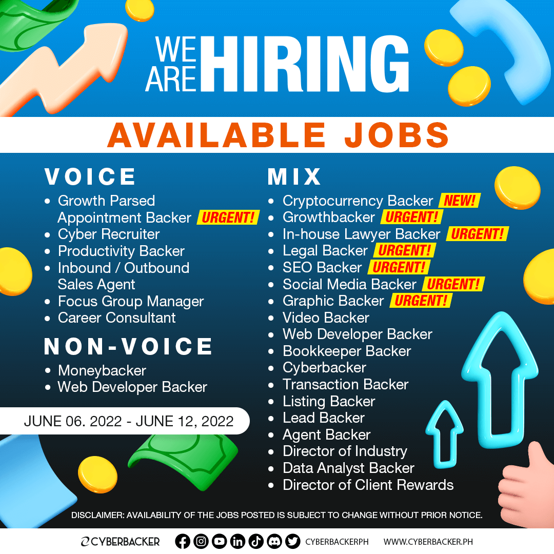 Week 2 Available Jobs Cyberbacker PH