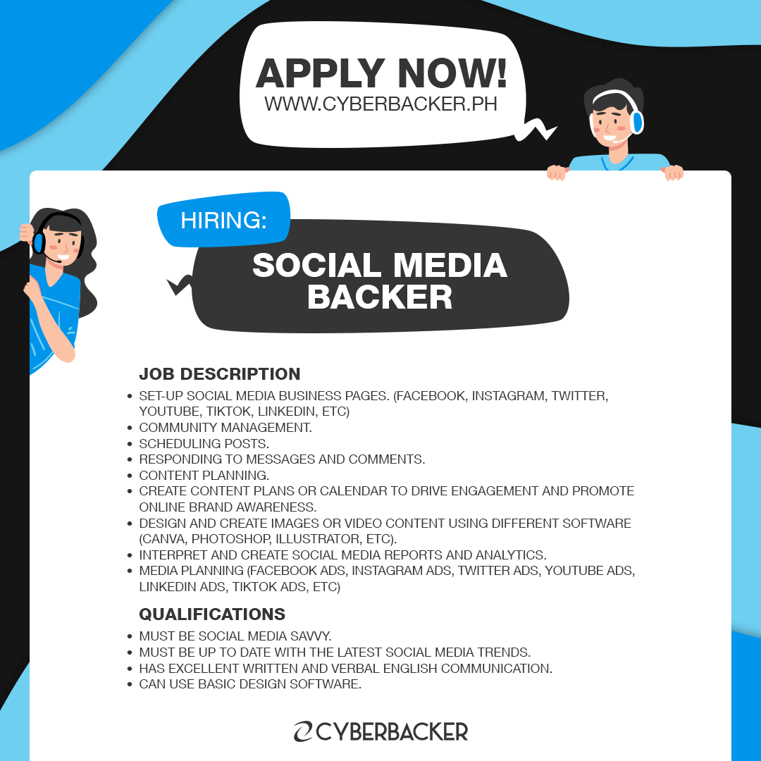 Urgently Hiring Social Media Backers Cyberbacker Careers